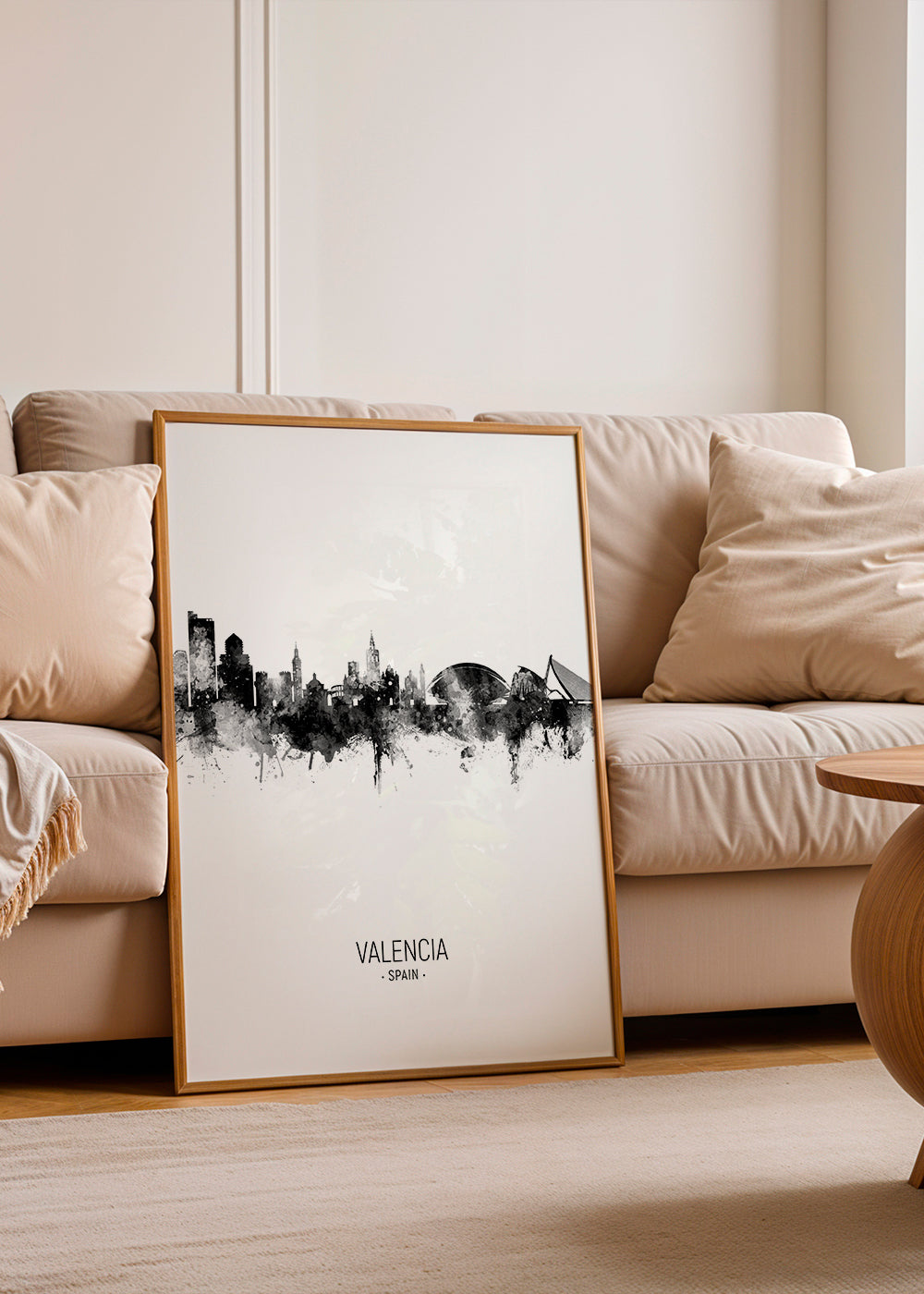 Valencia skyline noir et blanc