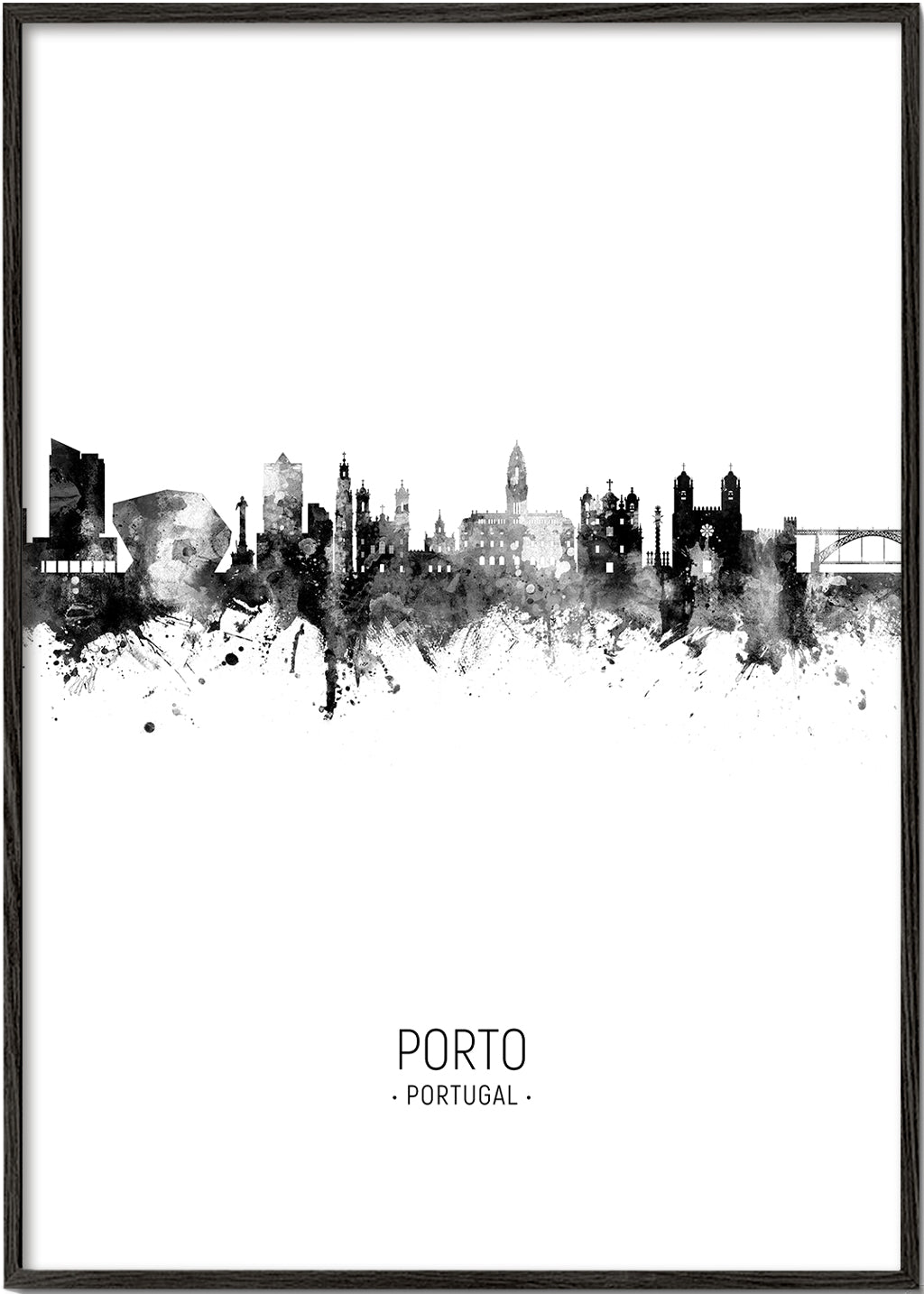 Porto skyline noir et blanc