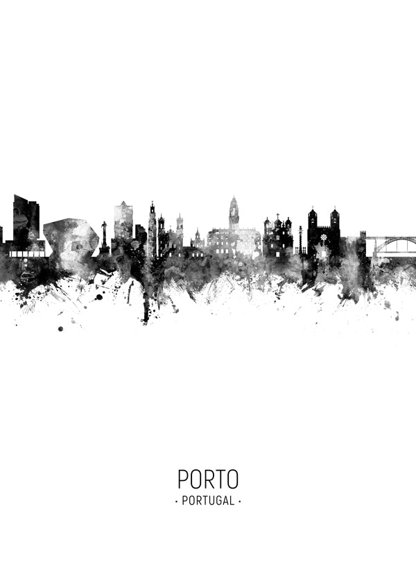 Porto skyline noir et blanc