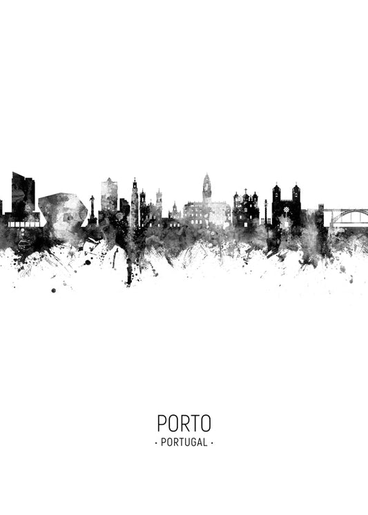 Porto skyline noir et blanc