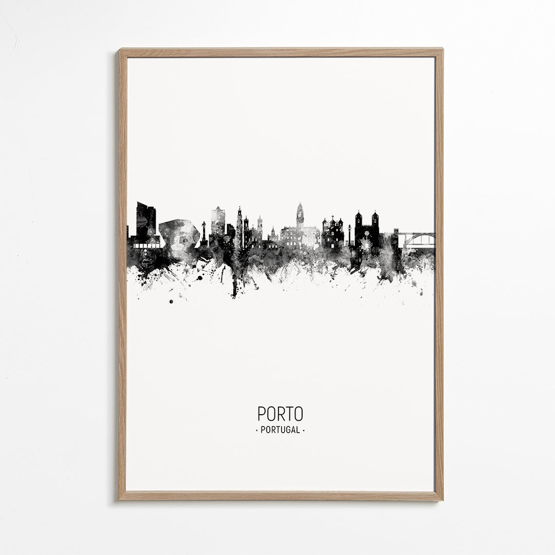 Porto skyline noir et blanc
