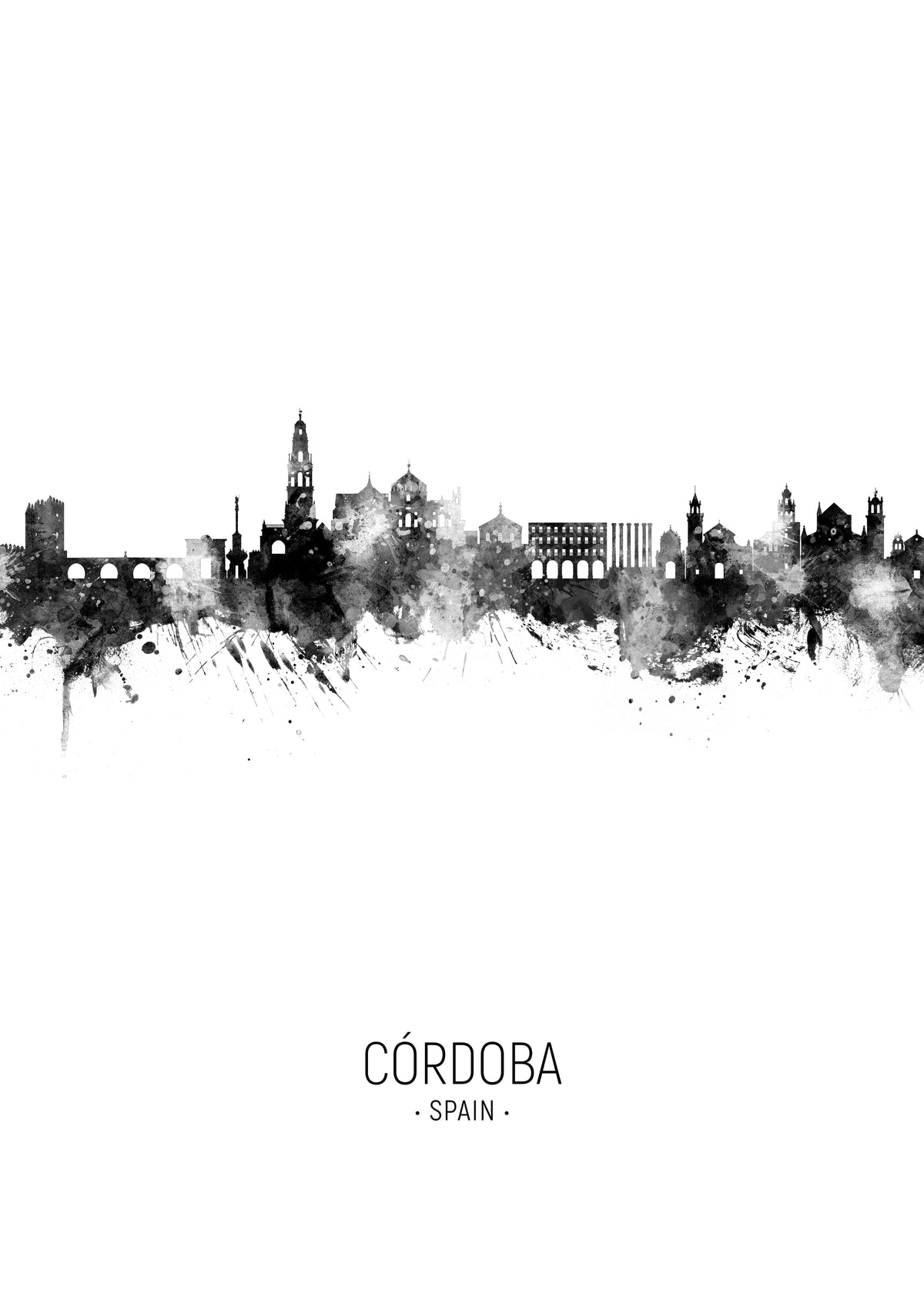 Córdoba Skyline en blanco y negro - Unframed art print