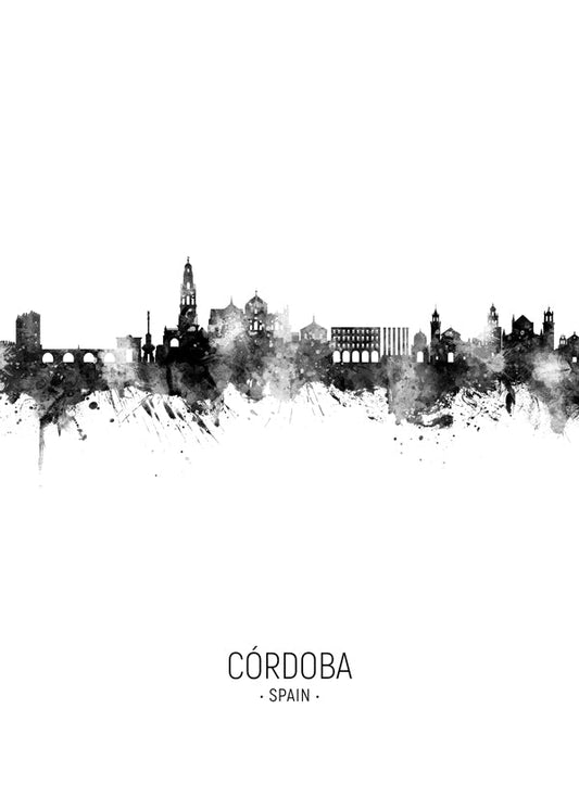 Córdoba skyline noir et blanc