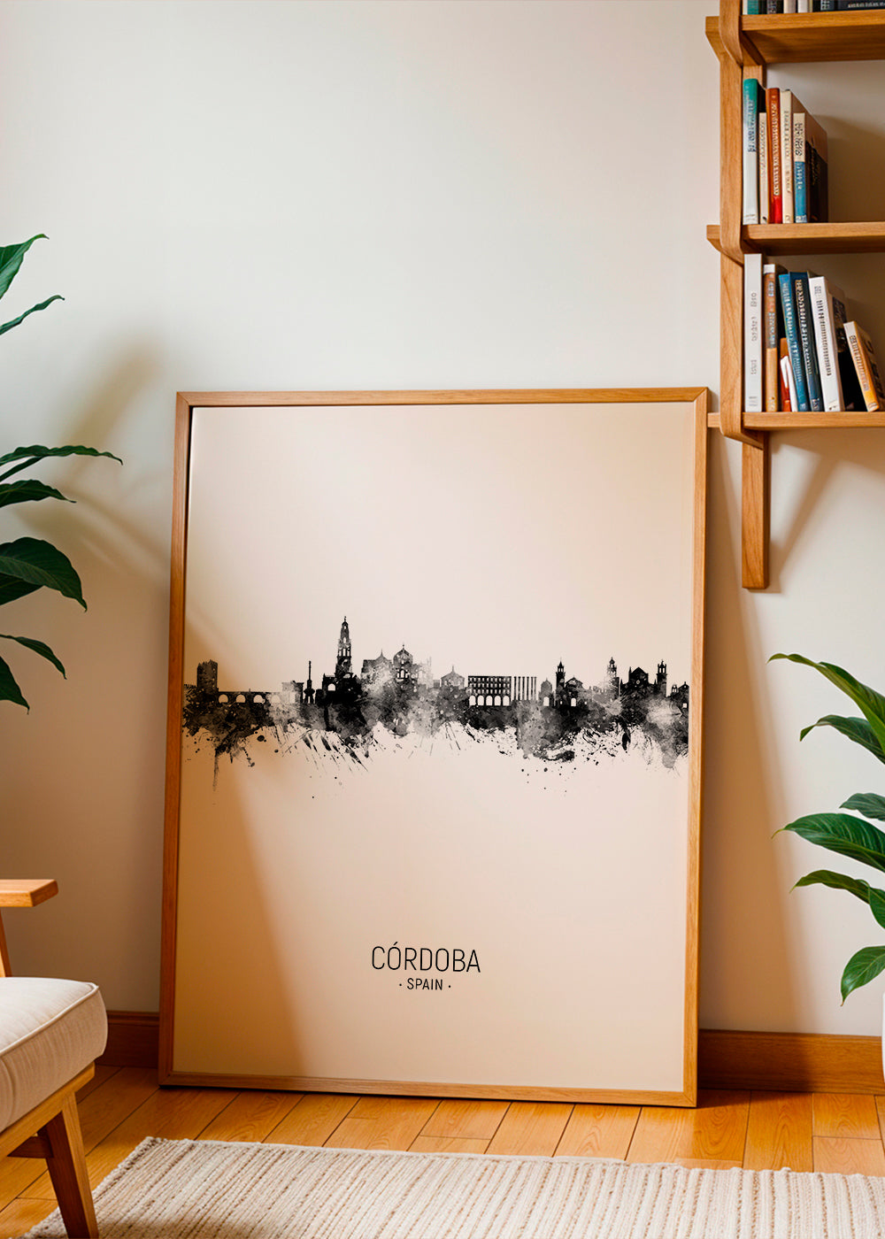 Córdoba skyline noir et blanc