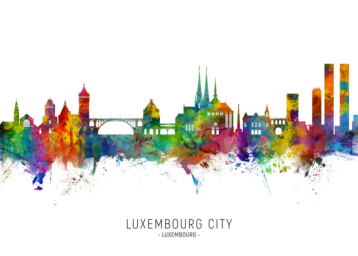 Luxembourg City Skyline multicolor - Unframed art print