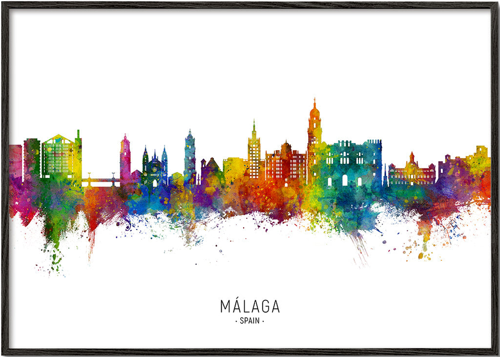 Málaga Skyline multicolore