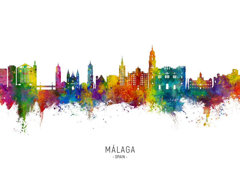Málaga Skyline multicolore