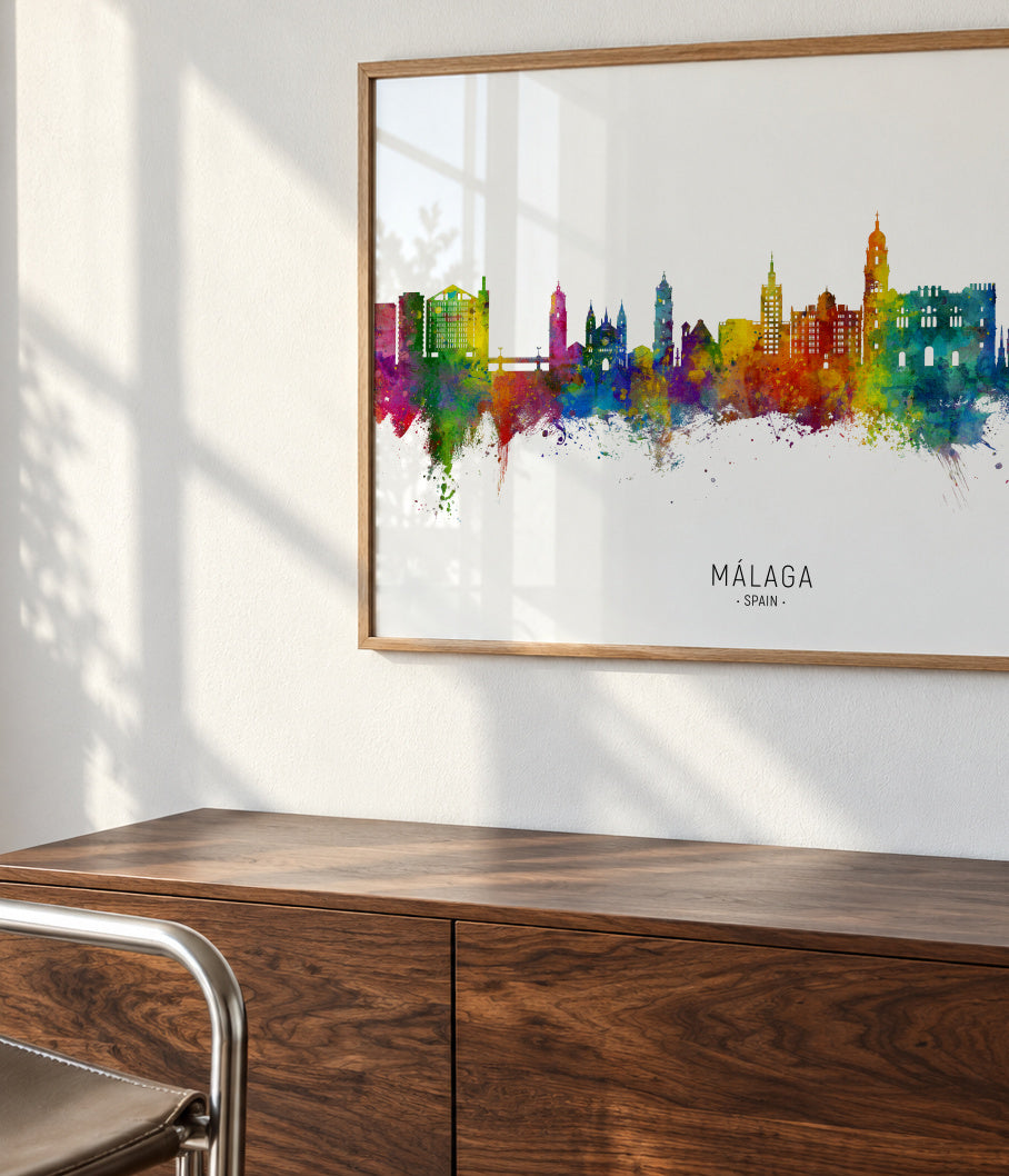 Málaga Skyline multicolor - Framed poster detail