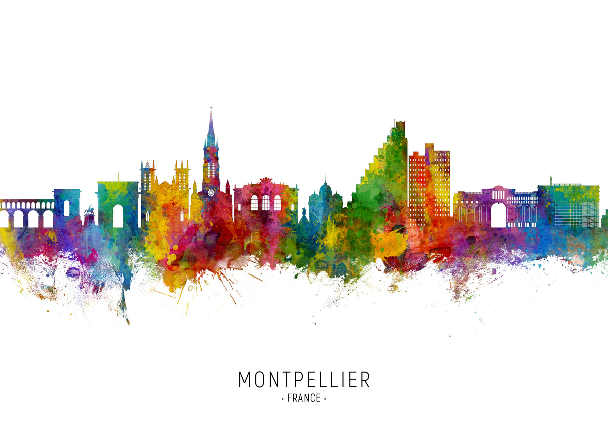 Montpellier Skyline multicolor - Unframed art print