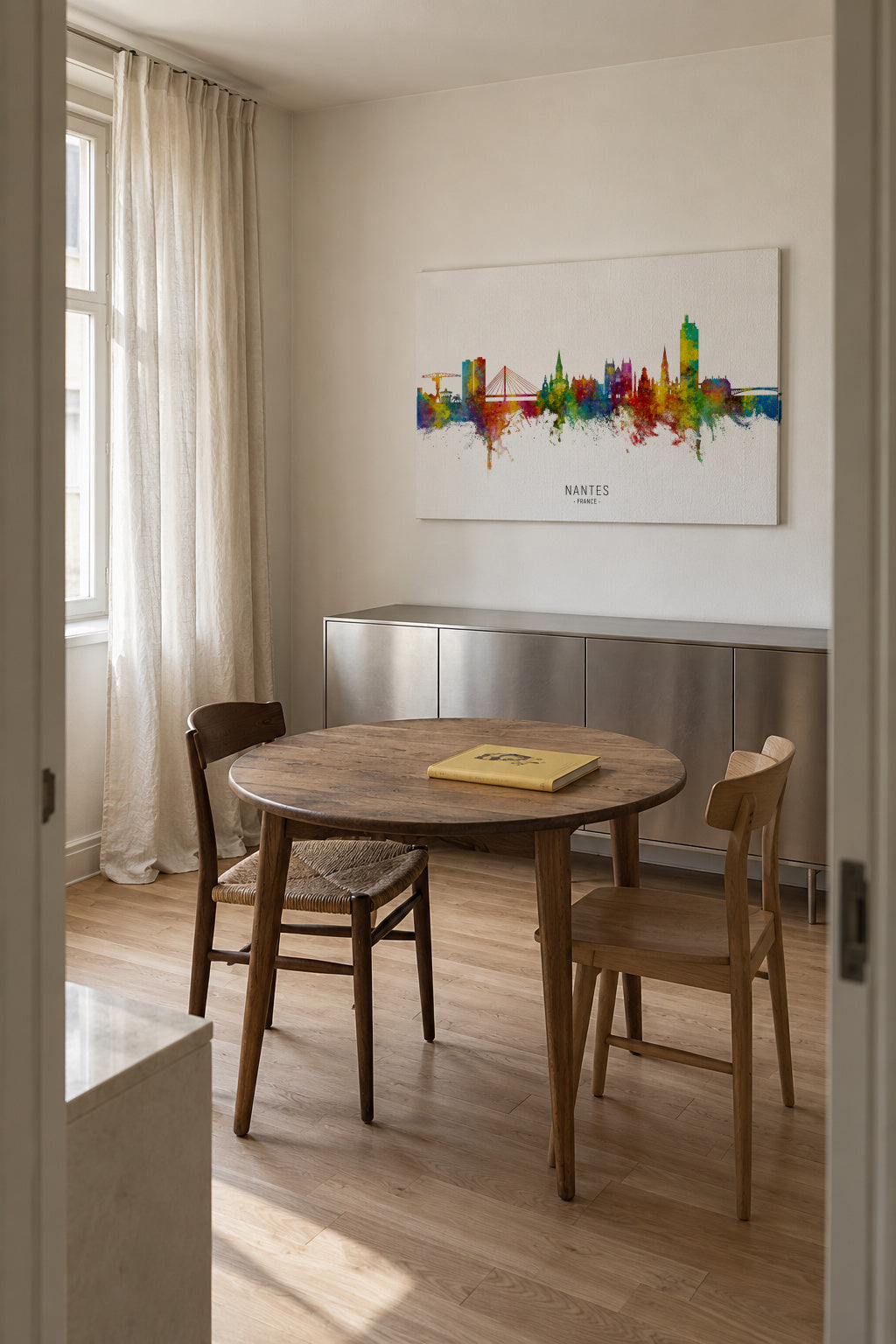 Nantes Skyline multicolor - Unframed canvas in an interior