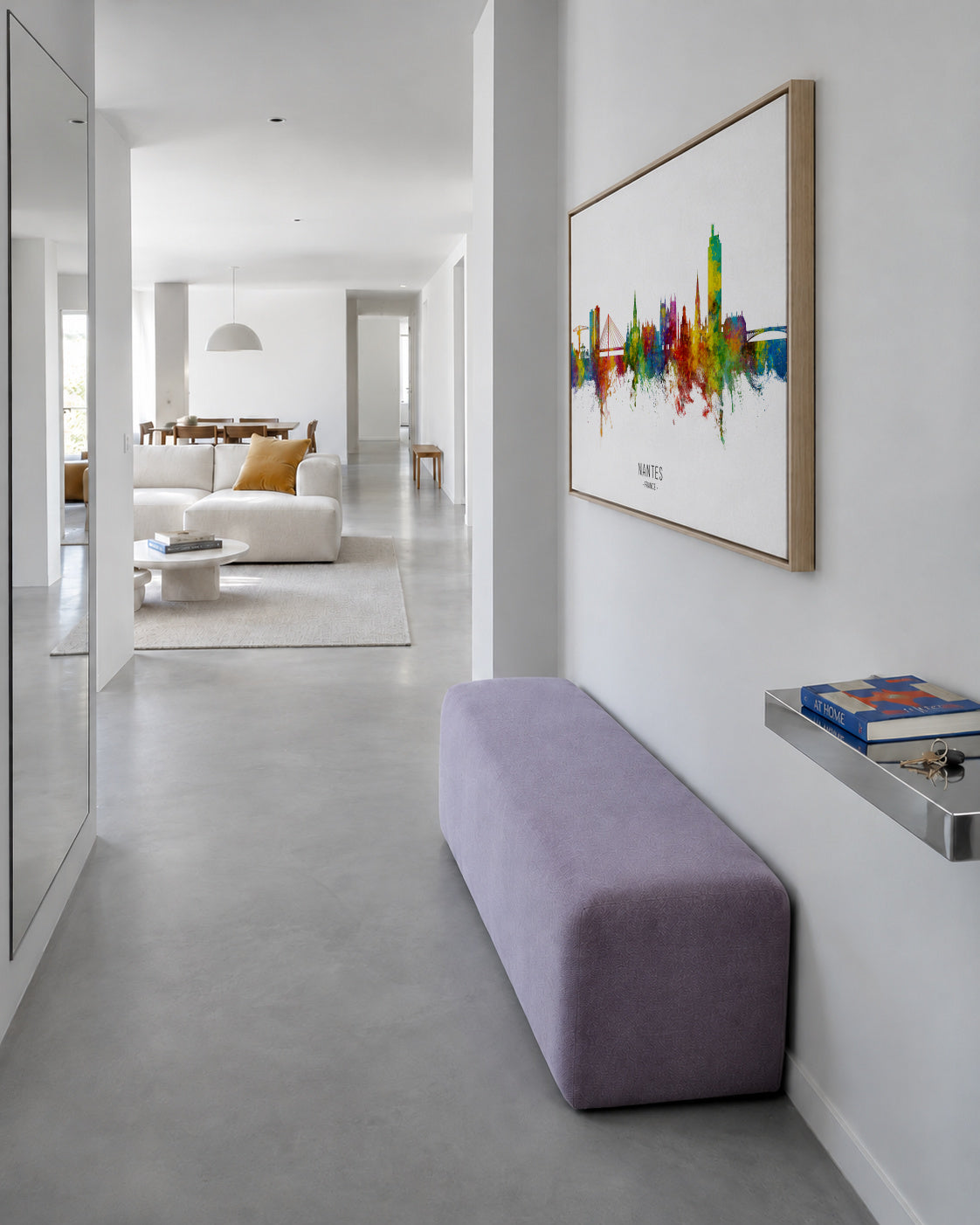 Nantes Skyline multicolor - Framed canvas in an interior