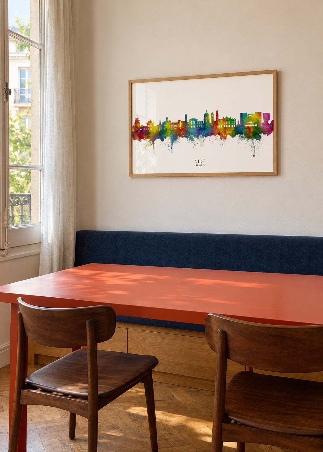 Nice Skyline multicolor - Framed poster in an interior