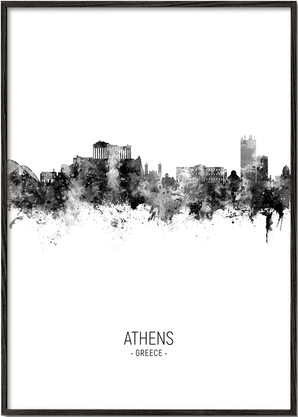 Athens Skyline noir et blanc