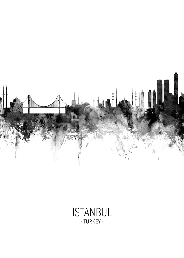 Istanbul Skyline noir et blanc