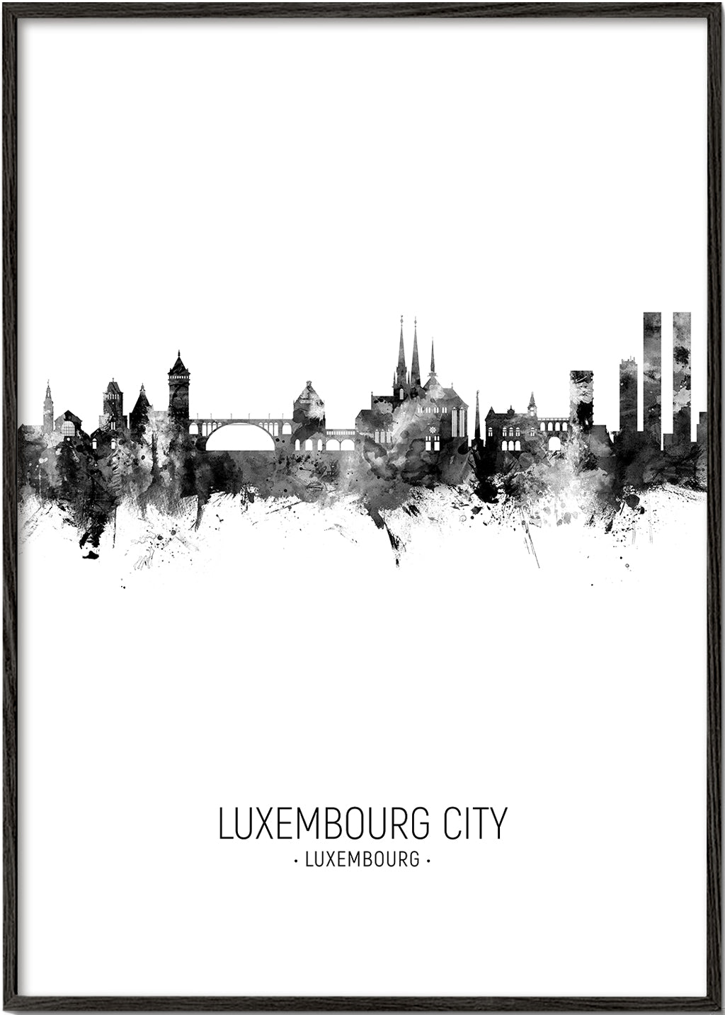 Luxembourg City Skyline noir et blanc