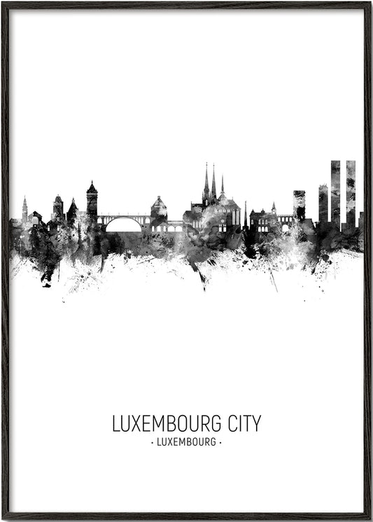 Luxembourg City Skyline noir et blanc