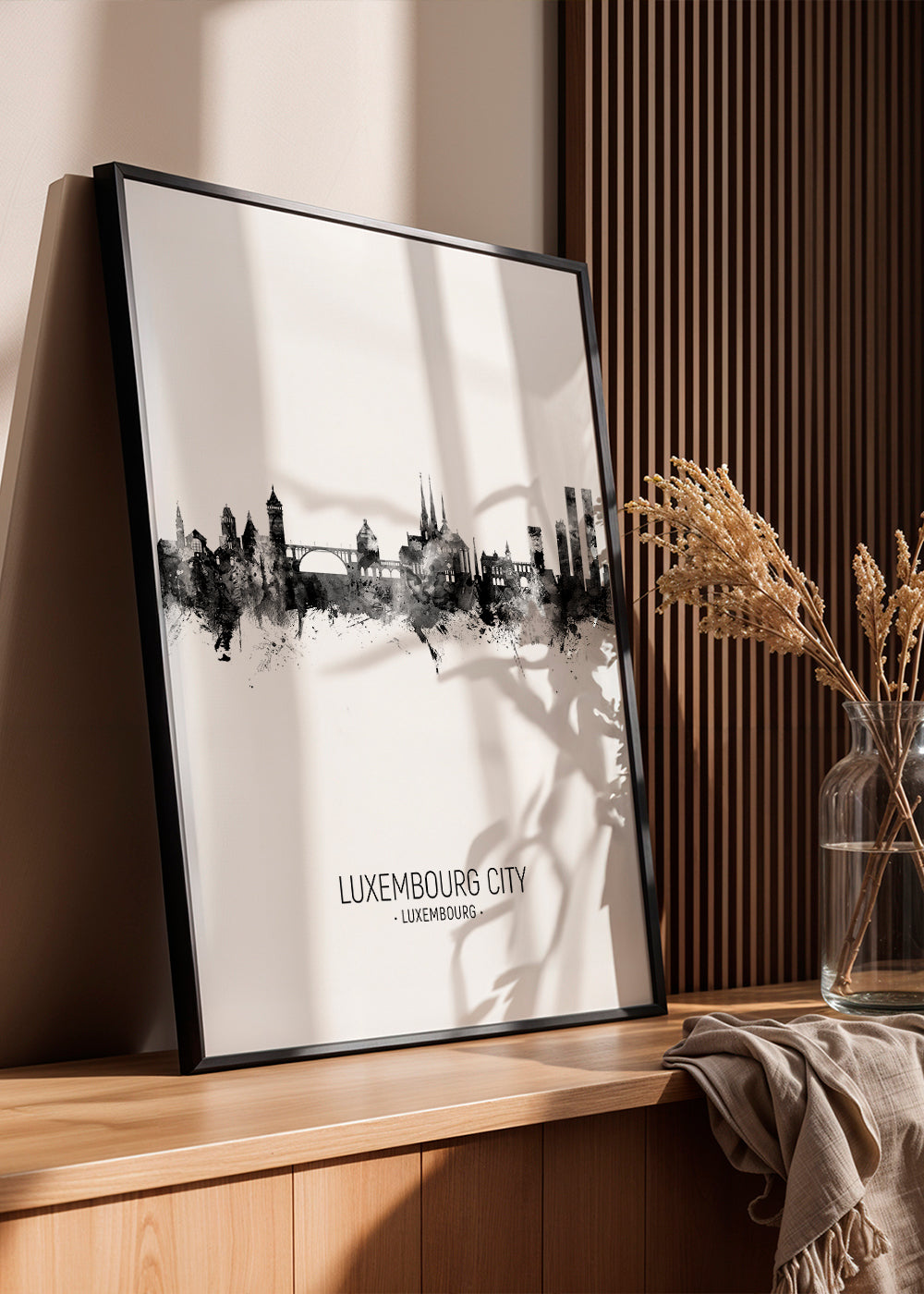 Luxembourg City Skyline noir et blanc