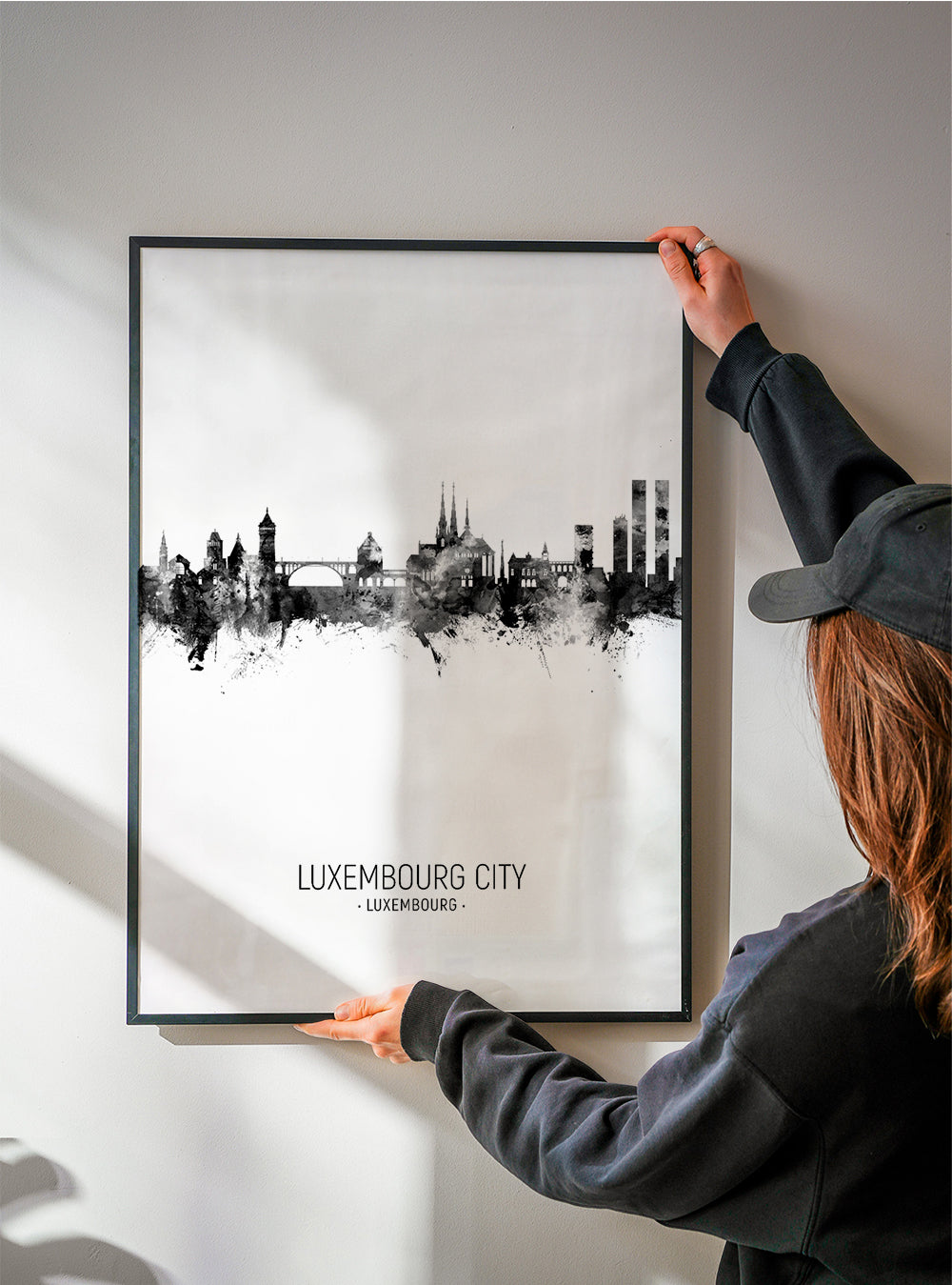 Luxembourg City Skyline noir et blanc