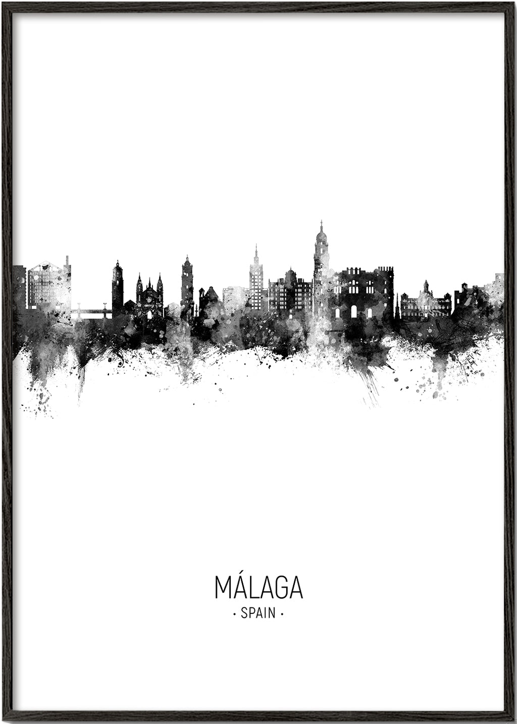 Málaga Skyline noir et blanc