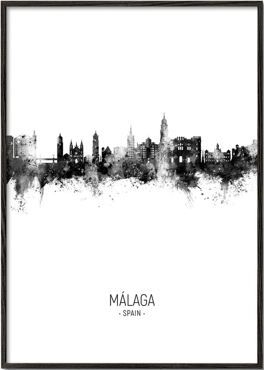 Málaga Skyline noir et blanc