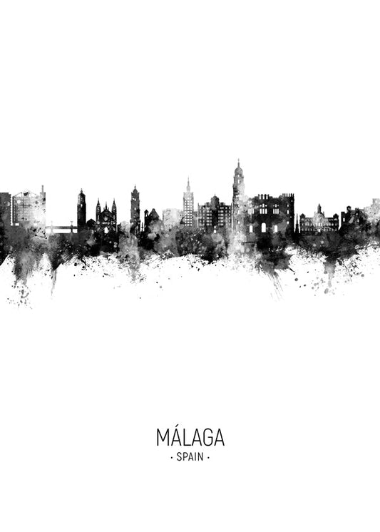 Málaga Skyline noir et blanc