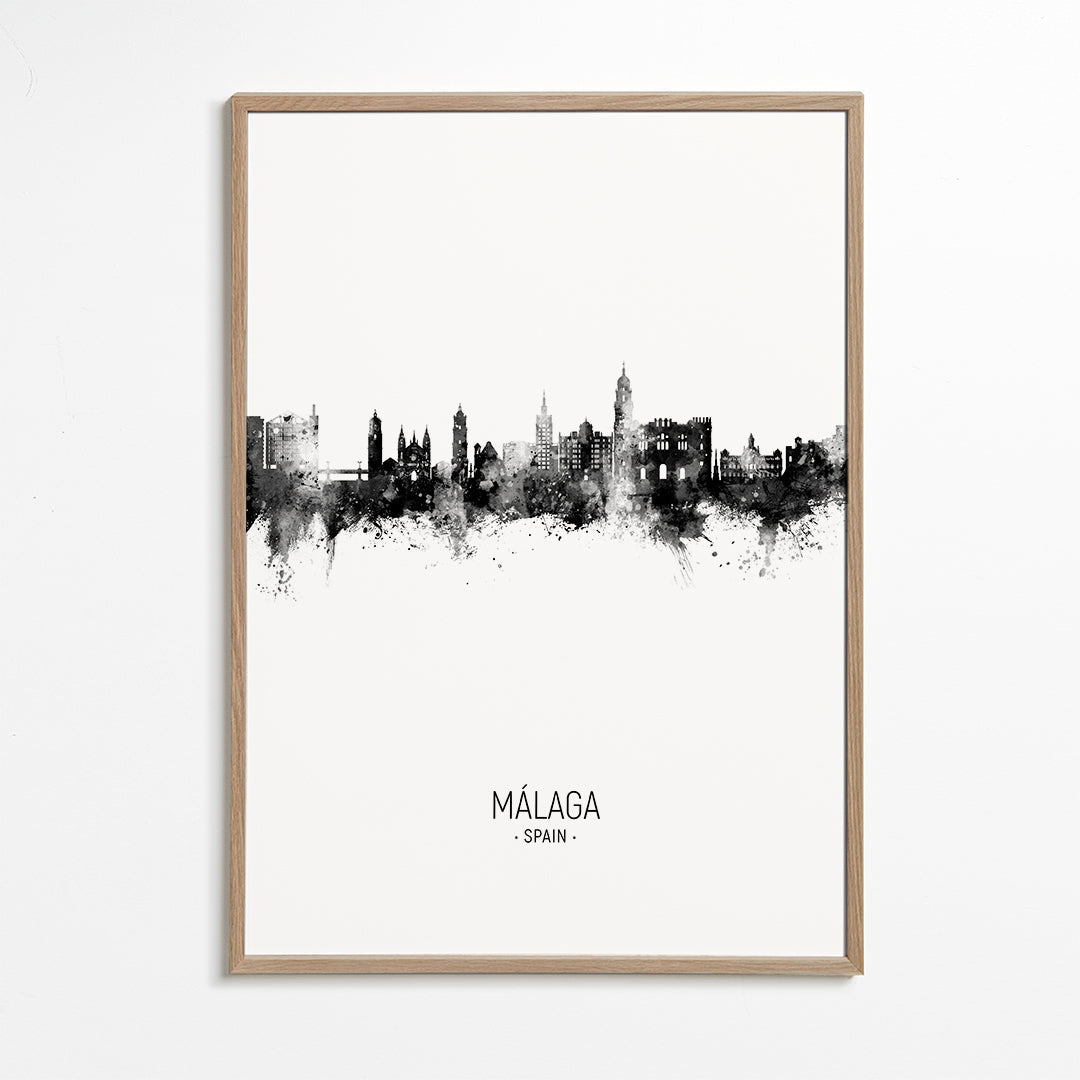Málaga Skyline noir et blanc