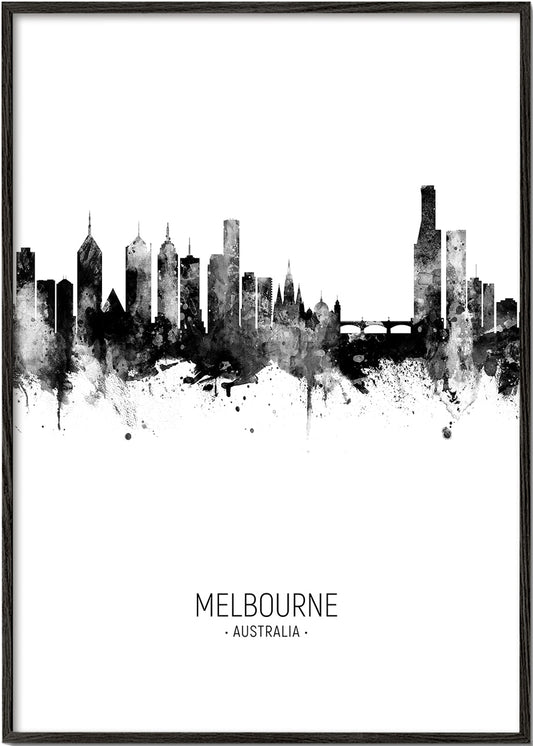 Melbourne Skyline noir et blanc