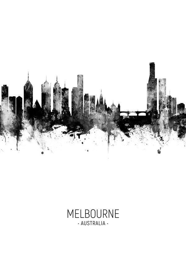 Melbourne Skyline noir et blanc