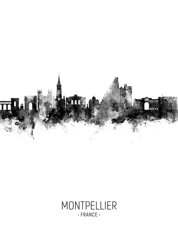 Montpellier Skyline noir et blanc