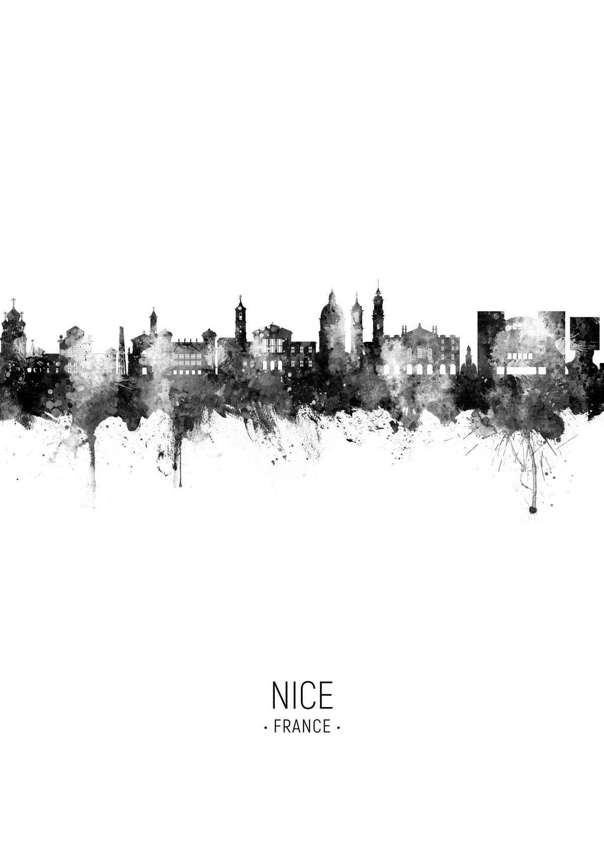 Nice Skyline blanco y negro - Unframed art print