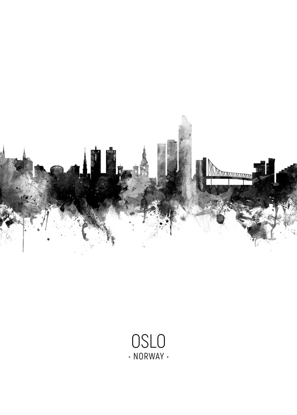 Oslo Skyline noir et blanc