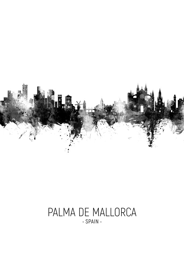 Palma de Mallorca Skyline noir et blanc