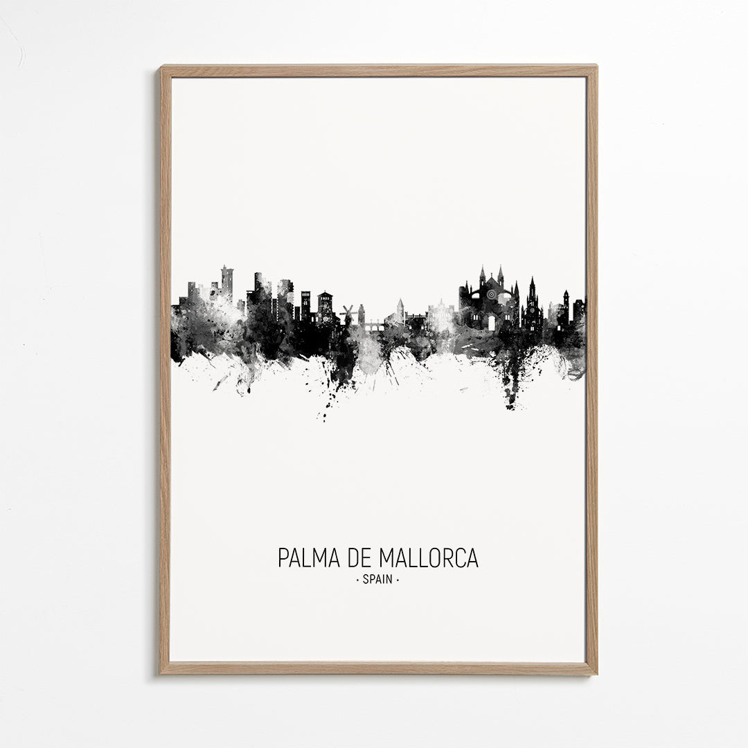 Palma de Mallorca Skyline noir et blanc