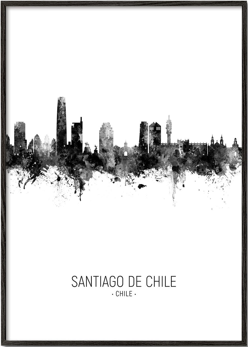 Santiago de Chile Skyline noir et blanc