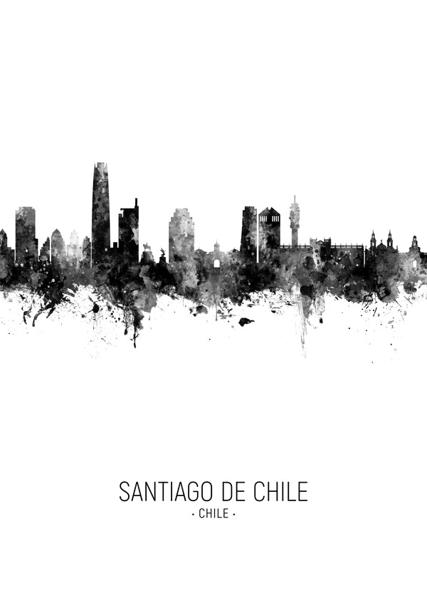 Santiago de Chile Skyline noir et blanc