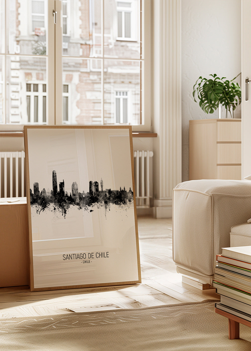 Santiago de Chile Skyline noir et blanc