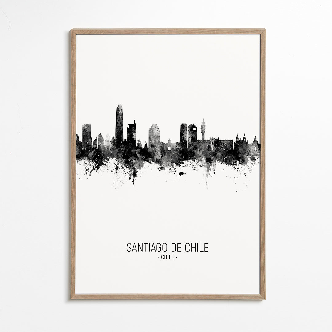 Santiago de Chile Skyline noir et blanc