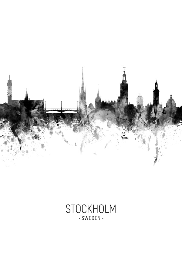 Stockholm Skyline noir et blanc