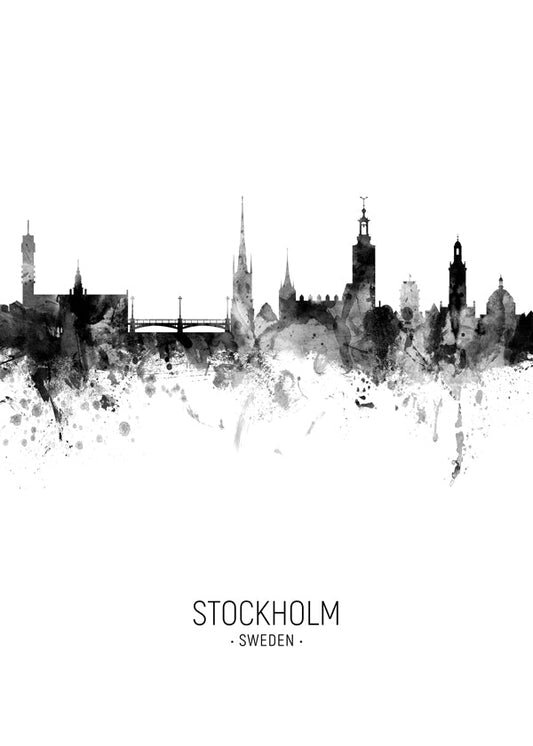 Stockholm Skyline noir et blanc