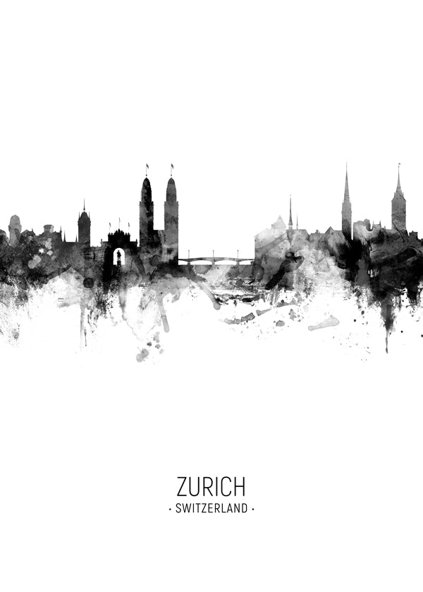 Zurich Skyline noir et blanc