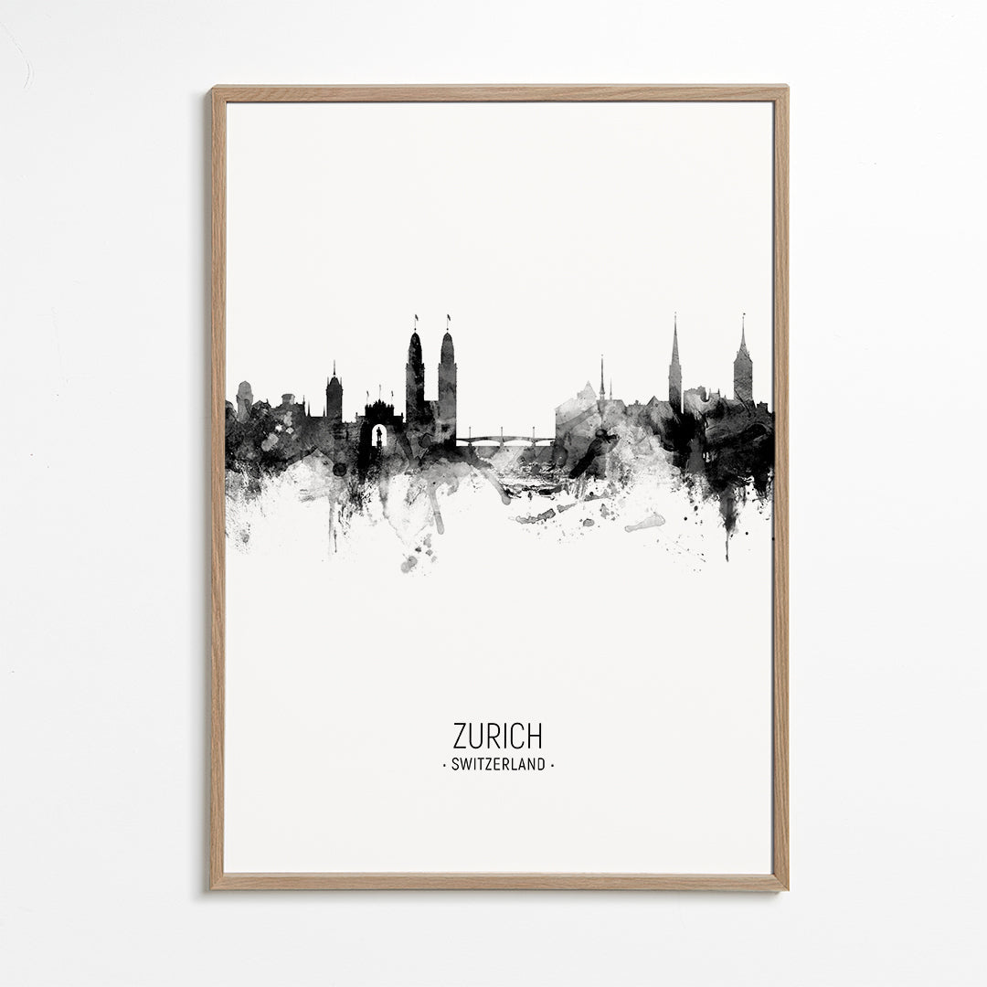 Zurich Skyline noir et blanc