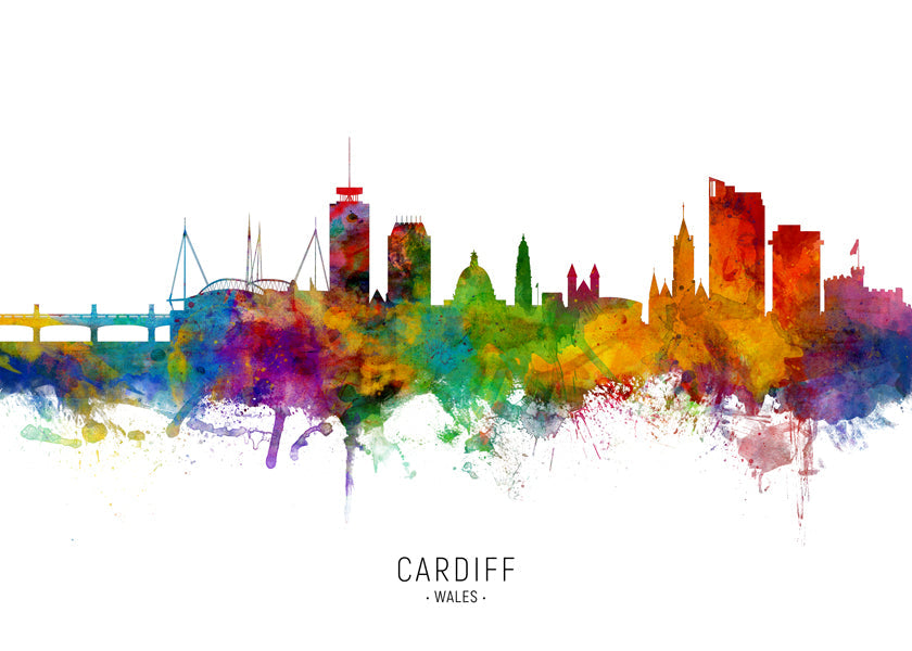Cardiff Skyline multicoloré