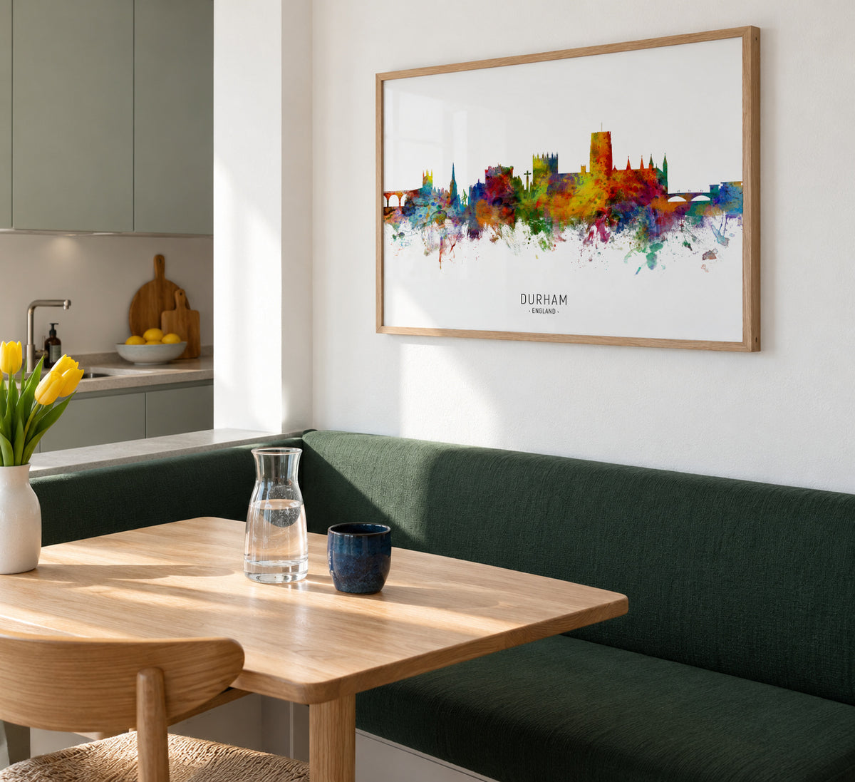 Durham Skyline multicolor - Framed poster in an interior