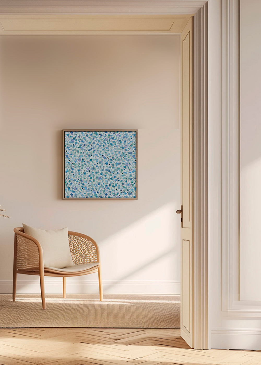 Cosmic Bubbles Blue Carré