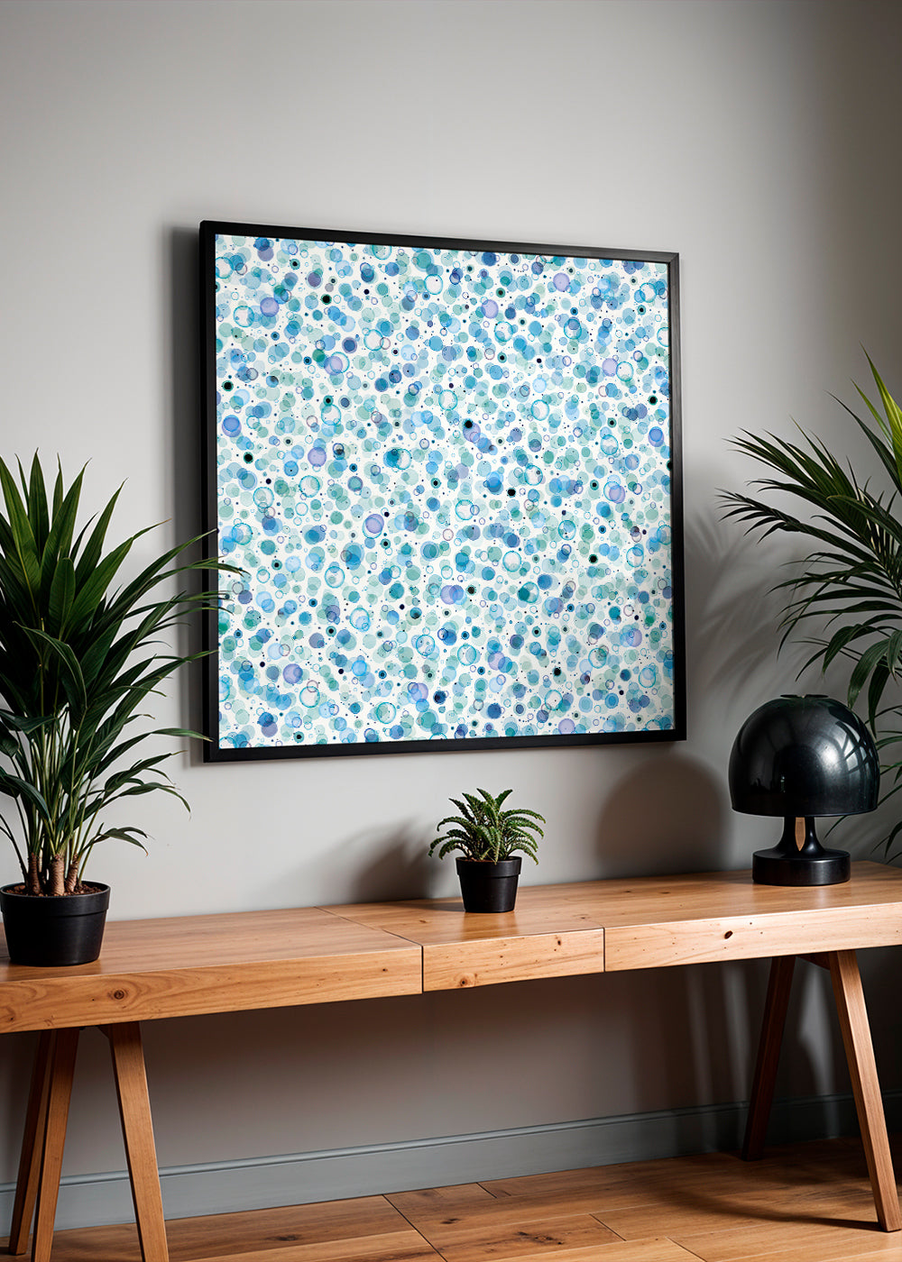 Cosmic Bubbles Blue Carré
