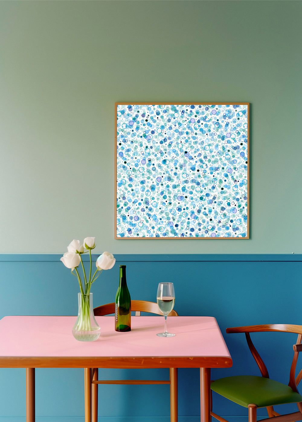 Cosmic Bubbles Blue Carré