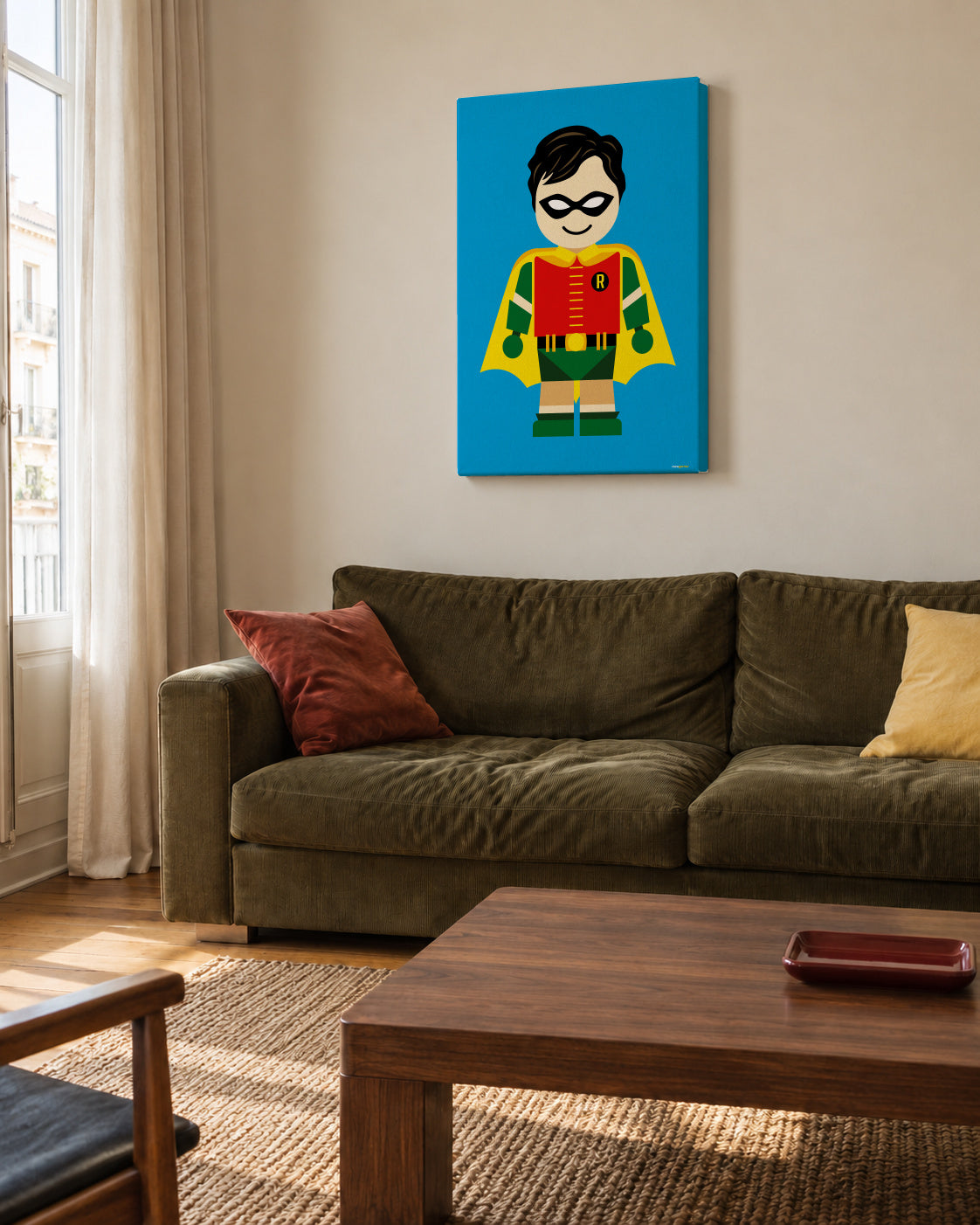 Toy Robin - Unframed canvas in an interior