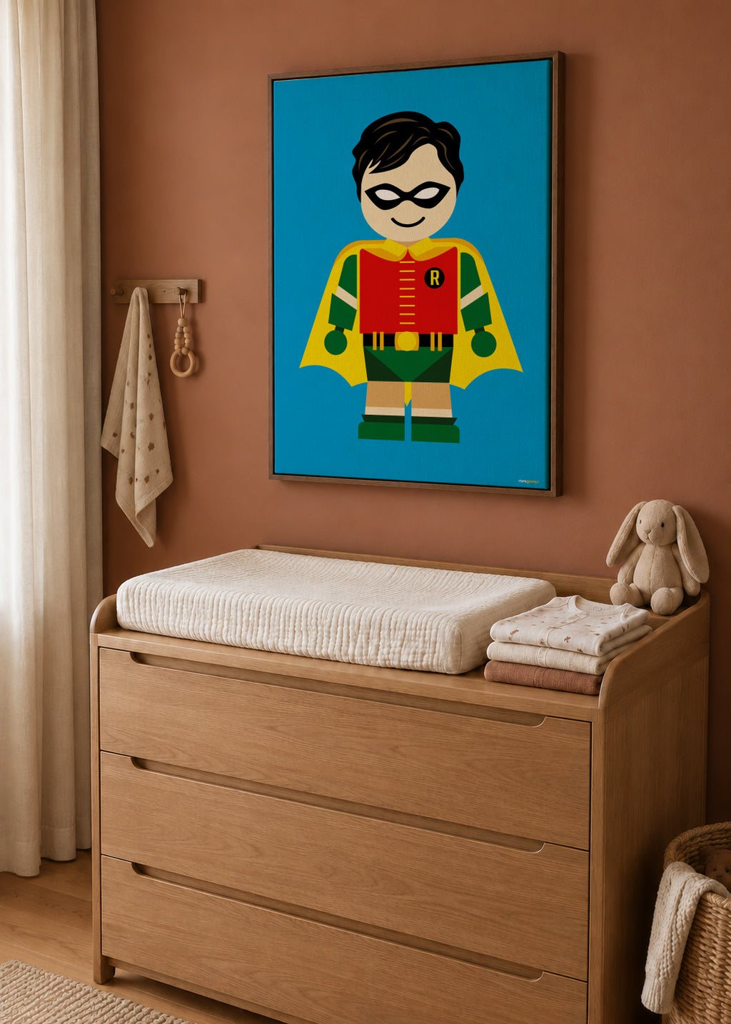 Toy Robin - Framed canvas in an interior