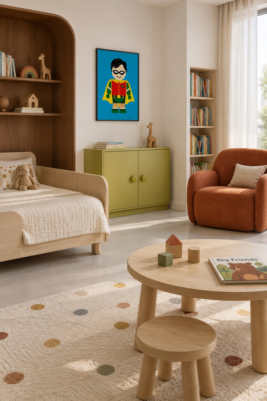 Toy Robin - Framed poster in an interior