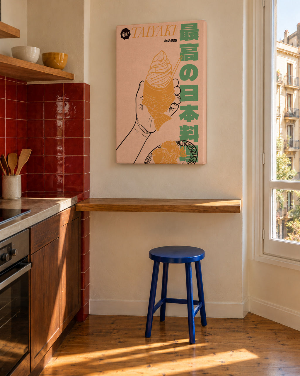 Taiyaki - Unframed canvas in an interior